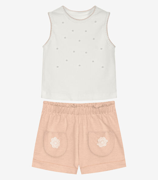 Conjunto Infantil Regata Com Shorts Trick Nick Bege