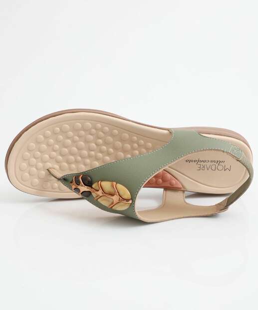 Sandália Feminina Rasteira Pedras Modare Verde