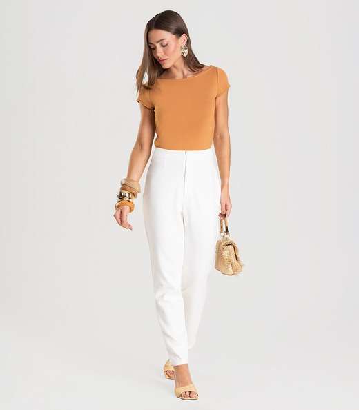 Image_Calça Feminina em Malha Ponto Roma Dianna Bege