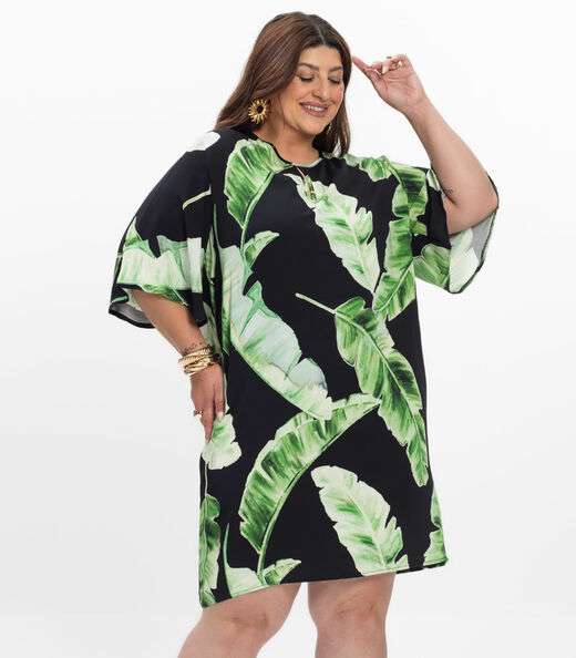 Vestido Feminino Plus Size Curto Secret Glam Preto