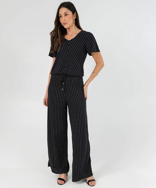 Image_Calça Pantalona Feminina Listrada Marisa Preta