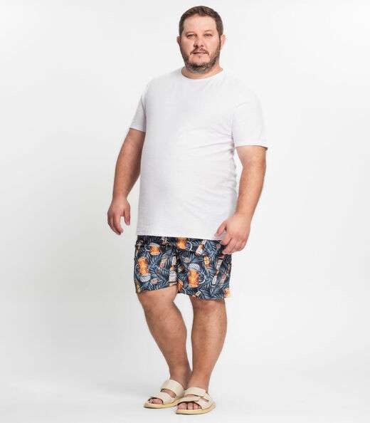 Camiseta Meia Malha Plus Size Masculina Kohmar Branco
