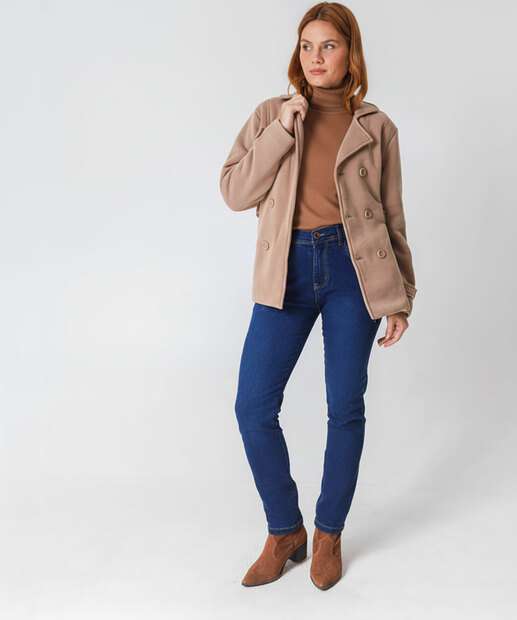 Casaco Feminino Trench Coat Moletom Marisa Marrom