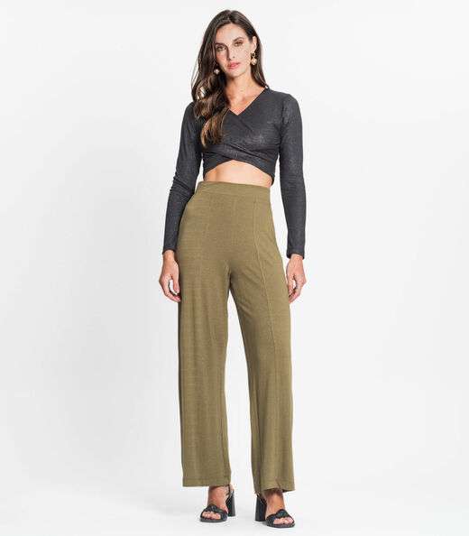 Blusa Feminina Em Ribana Canelada Lurex Rovitex Preto