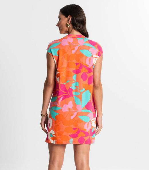 Vestido Curto Estampado Rovitex Laranja