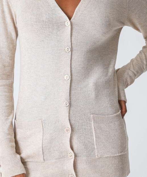 Cardigan Feminino Alongado Bolsos Marisa Preto