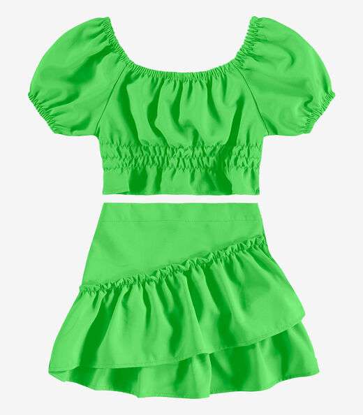Image_Conjunto Infantil Blusa Com Saia Rovi Kids Verde