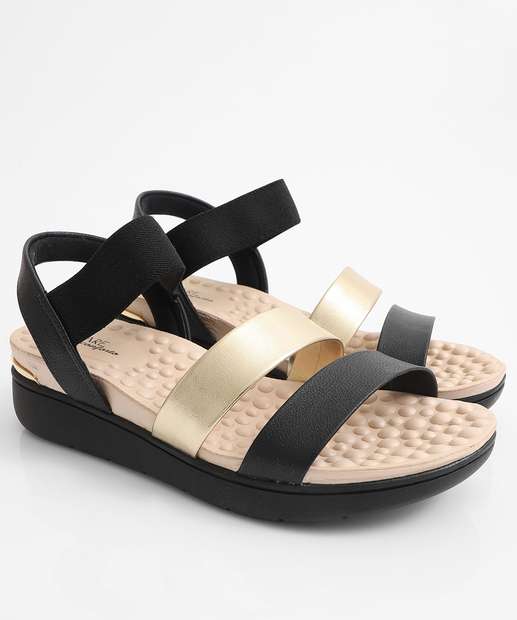Sandália Feminina Flatform Tiras Modare Preto