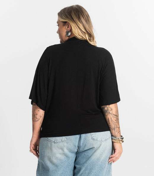 Blusa Feminina Manga Curta Secret Glam Preto