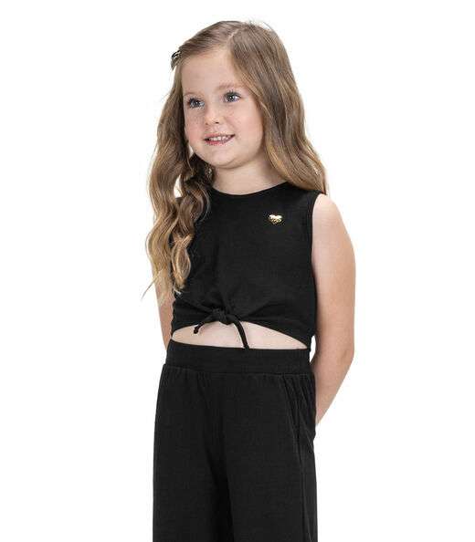 Conjunto Regata Cropped Com Pantacour Trick Nick Preto