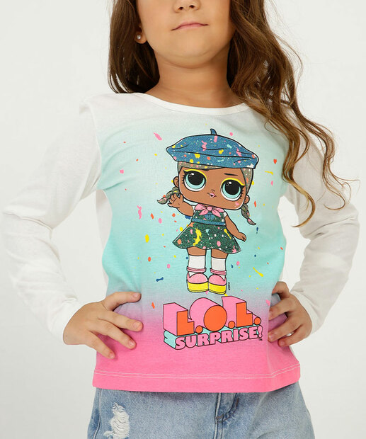 Camiseta Infantil Manga Longa Estampada Lol Tam 4 a 10