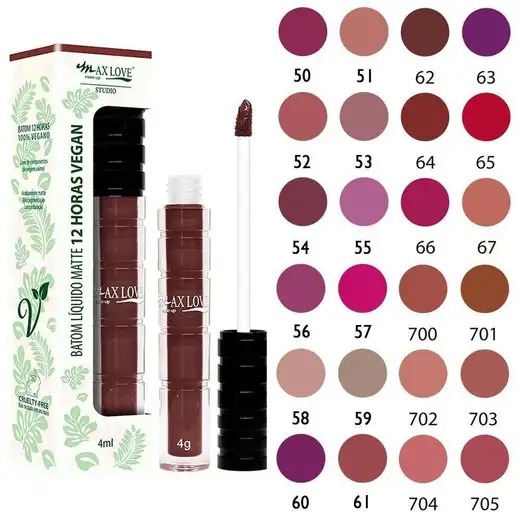 Batom Líquido 12 Horas Vegano Cor: 66 Max Love