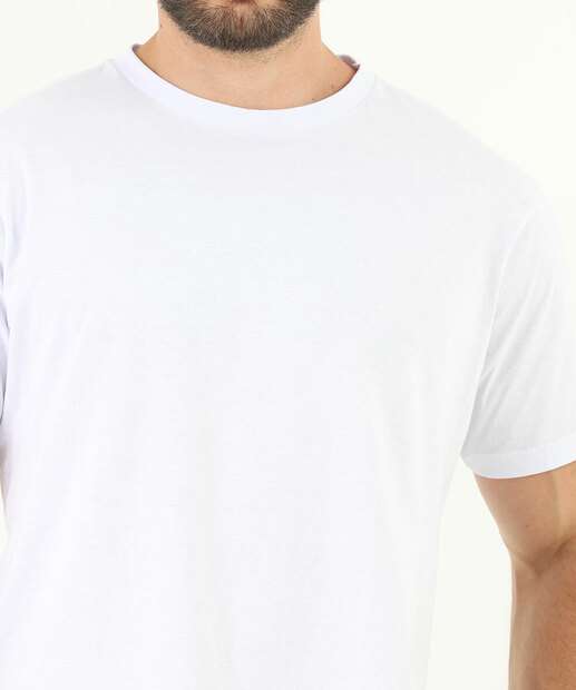 Camiseta Masculina Básica Manga Curta Marisa Branco
