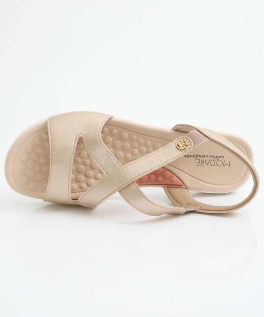 Sandália Feminina Rasteira Tiras Modare Dourado