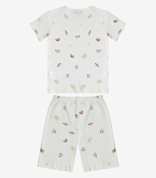 Pijama Infantil Camiseta E Bermuda Select Bege