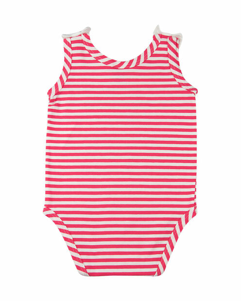Body Bebê Sem Manga Cotton Listrado Classic Silk Screen I Love You - Pink