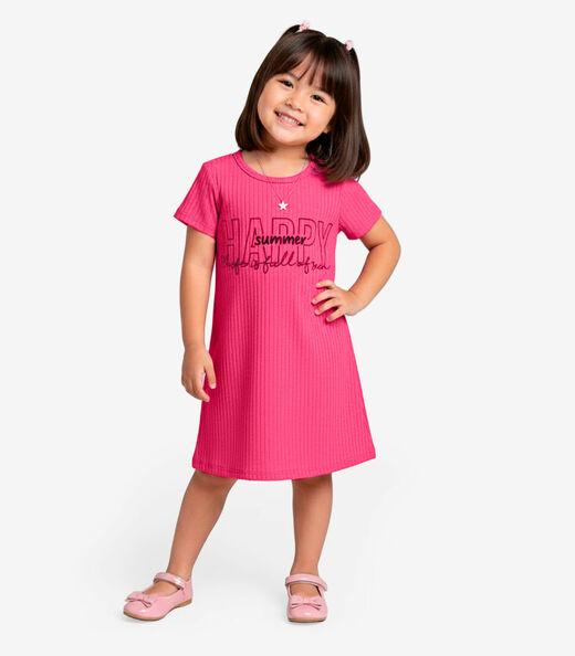Image_Vestido Infantil Em Ribana Canelada Select Rosa