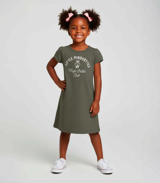 Image_Vestido Infantil Manga Curta Estampado Select Verde