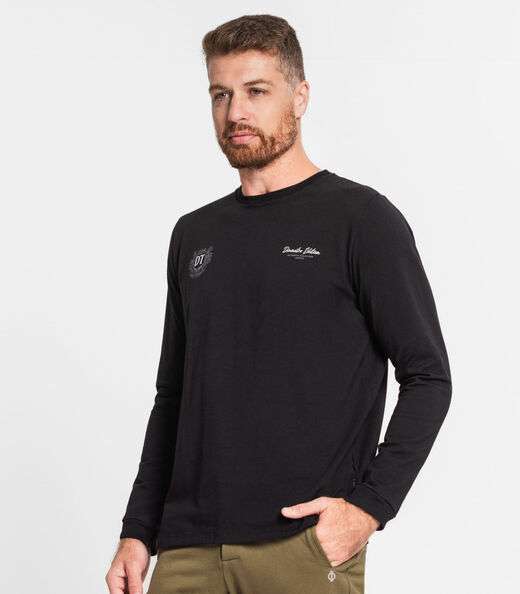 Camisa Masculina Manga Longa Diametro Preto