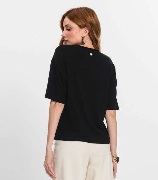 T- Shirt Feminina Manga Curta Endless Preto