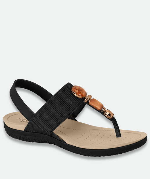 Image_Sandália Feminina Rasteira Pedras Sintéticas Modare Preto