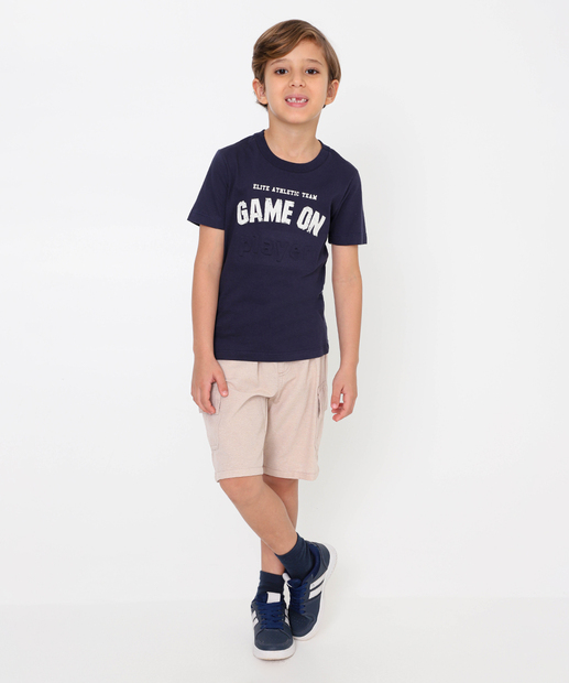 Camiseta Infantil Estampa Alto Relevo MR Tam 4 a 10 Azul