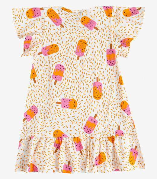 Vestido Infantil Com Manga Godê Select Laranja