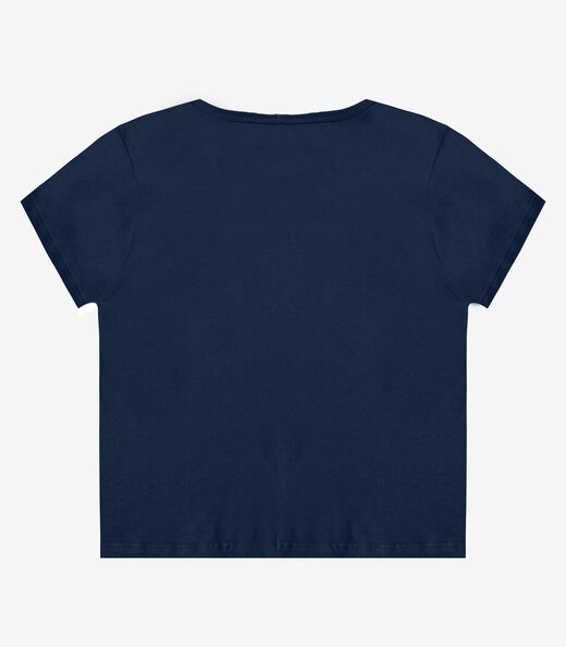 Blusa Feminina Manga Curta Estampada Select Azul