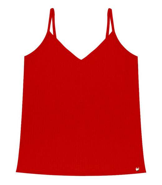 Blusa De Alça Feminina Ribana Canelada Rovitex Vermelho