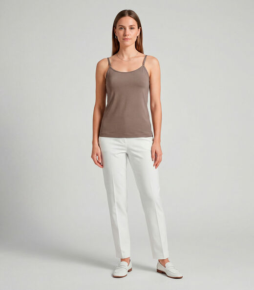 Blusa Regata Em Poliamida Com Bojo Sea Surf Marrom