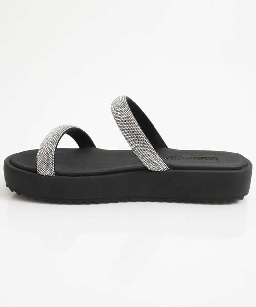Tamanco Feminino Flatform Tiras Moleca Preto