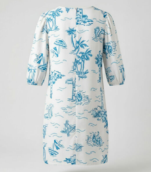 Vestido Midi Com Manga Flare 3/4 Infinita Cor Azul