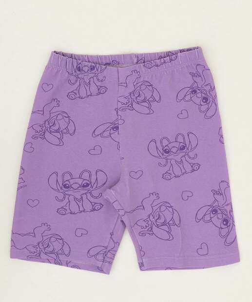 Bermuda Infantil Ciclista Stitch Disney Tam 4 a 10