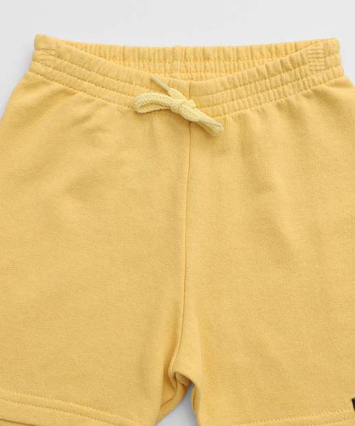 Bermuda Infantil Moletom Tam 1 a 3 Amarelo