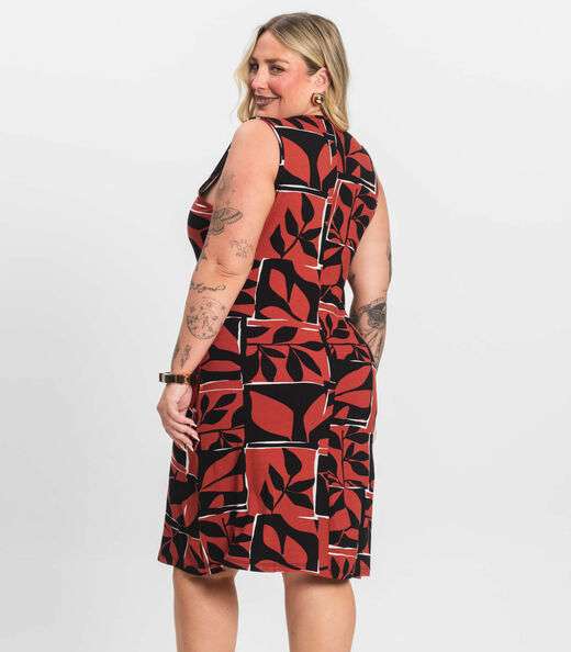 Vestido Plus Size Estampado Infinita Cor Laranja