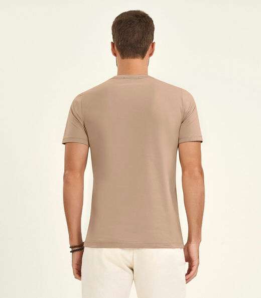 Camiseta Masculina Manga Curta Meia Malha Diametro Marrom