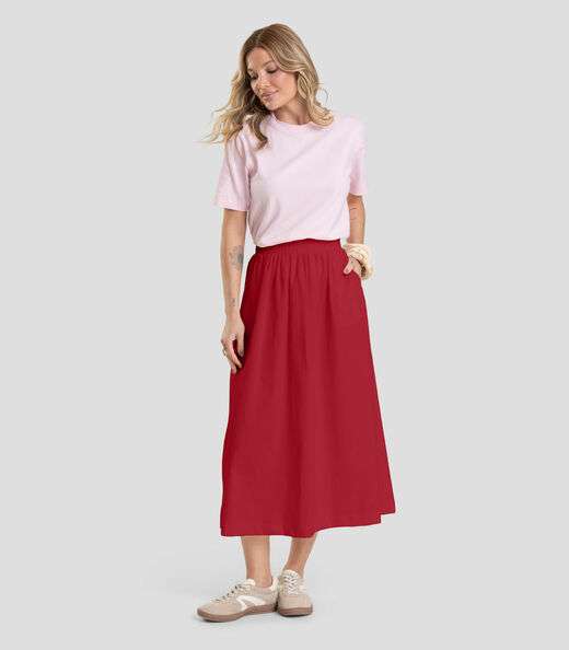 Saia Midi Feminina em Sarja Dianna Vermelho