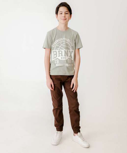 Camiseta Juvenil Manga Curta Estampada MR Tam 10 a 16