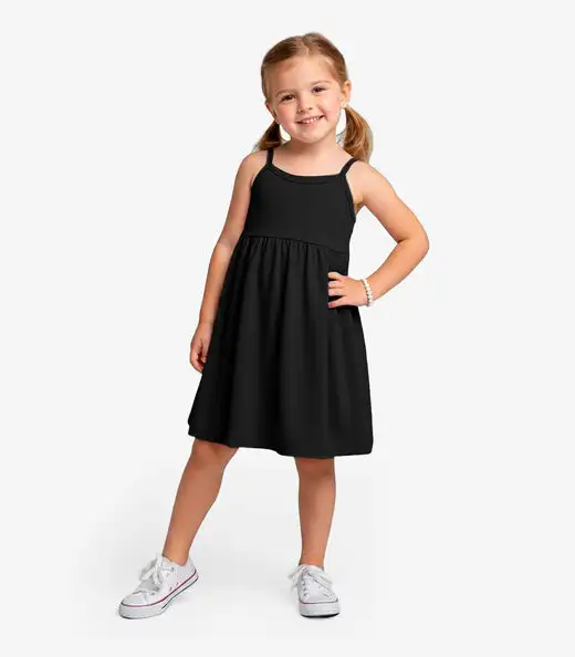 Vestido Feminino Infantil de Alças Select Preto