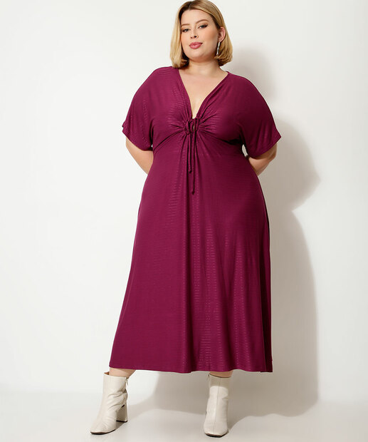 Vestido Plus Size Feminino Midi Amarração Marisa