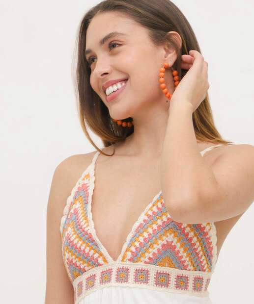 Vestido Feminino Frente Única Crochê Marisa