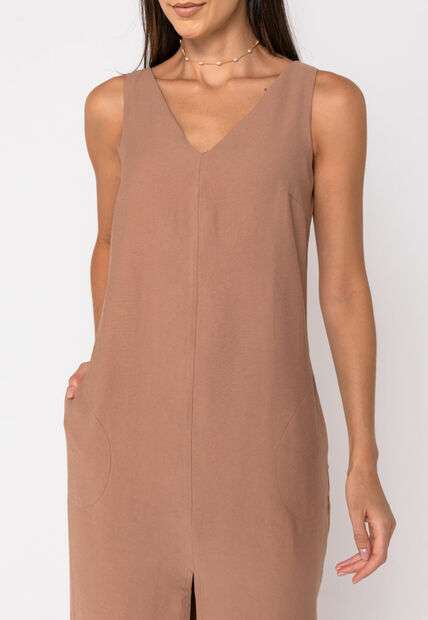Vestido Midi Fenda Feminino Chocolate Salvatore