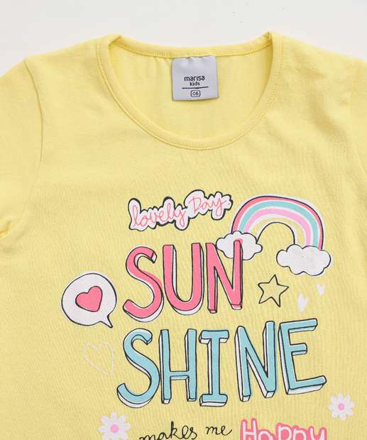 Conjunto Infantil Estampa Flores Marisa Tam 4 a 10 Amarelo