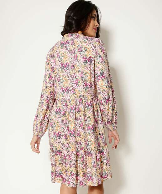 Vestido Feminino Estampa Floral  Manga Longa Marisa