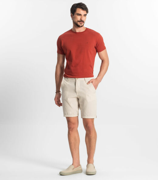 Bermuda Maculina Sarja Com Bolsos Shift Branco
