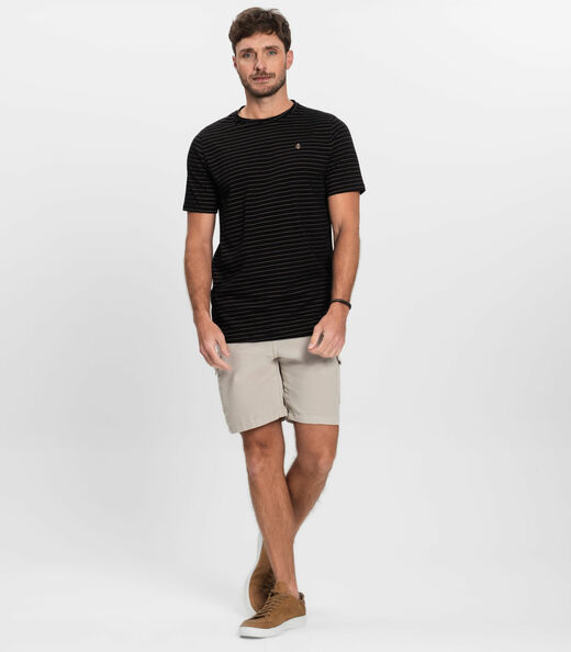 Camiseta Masculina Cotton Listrado Diametro Preto