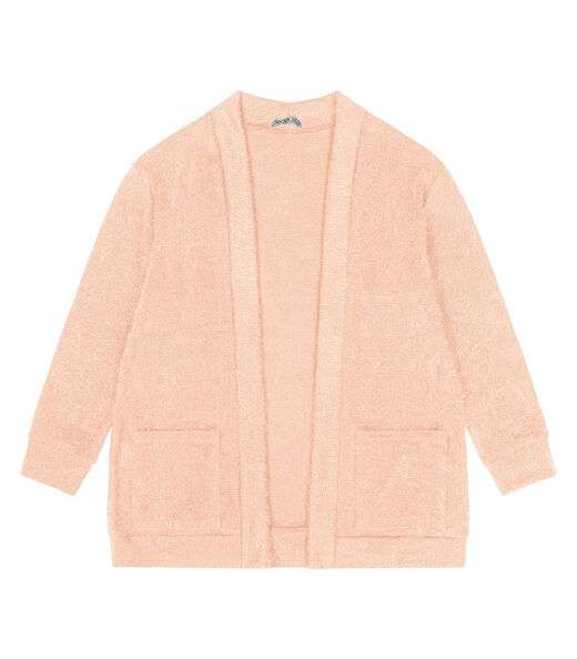 Cardigan Feminino Plus Size Em Tricot Secret Glam Rosa