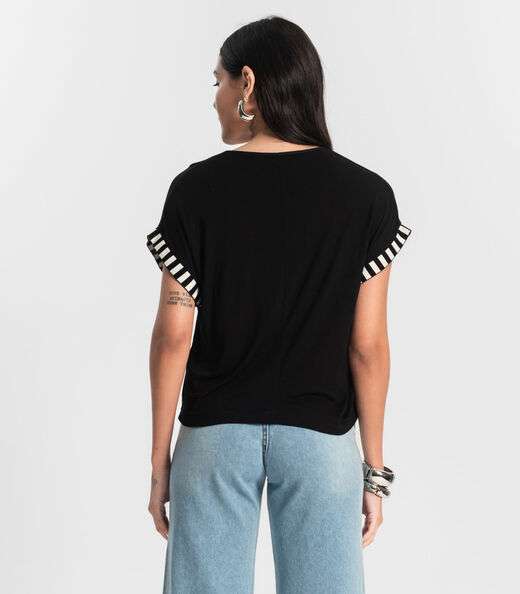 Blusa Feminina Viscotorcion Rovitex Preto