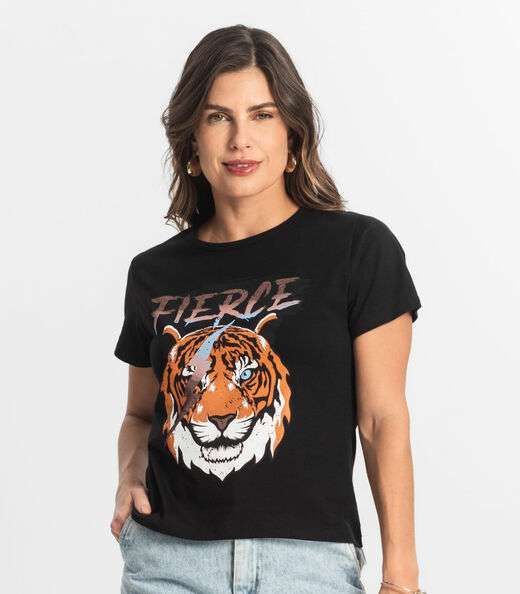 Blusa T-Shirt Feminina Estampada Select Preto