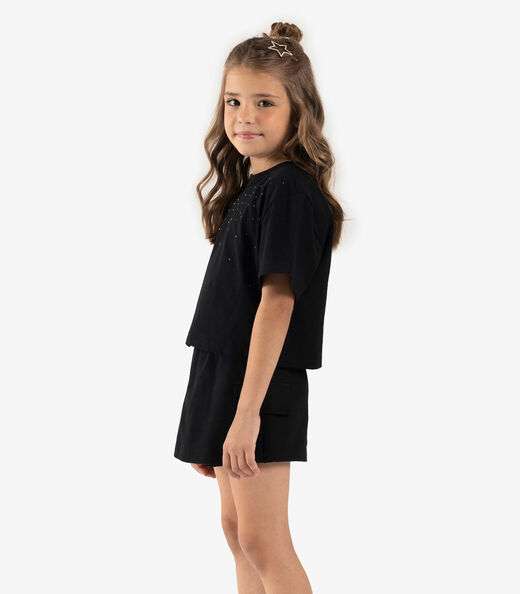 Image_Conjunto Infantil Blusa Com Shorts Saia Rovi Kids Preto